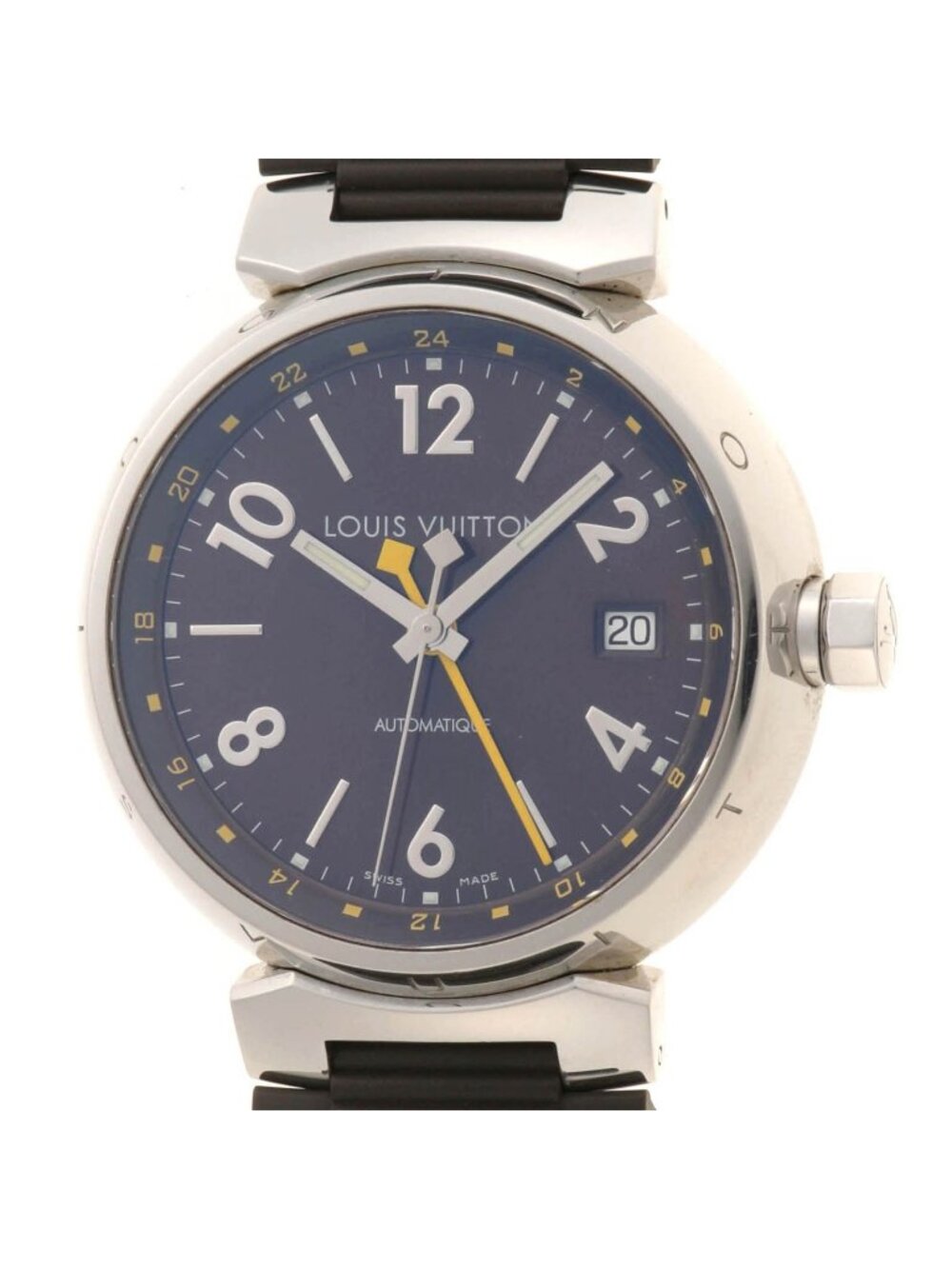Louis Vuitton Tambour GMT Watch Stainless Steel Brown